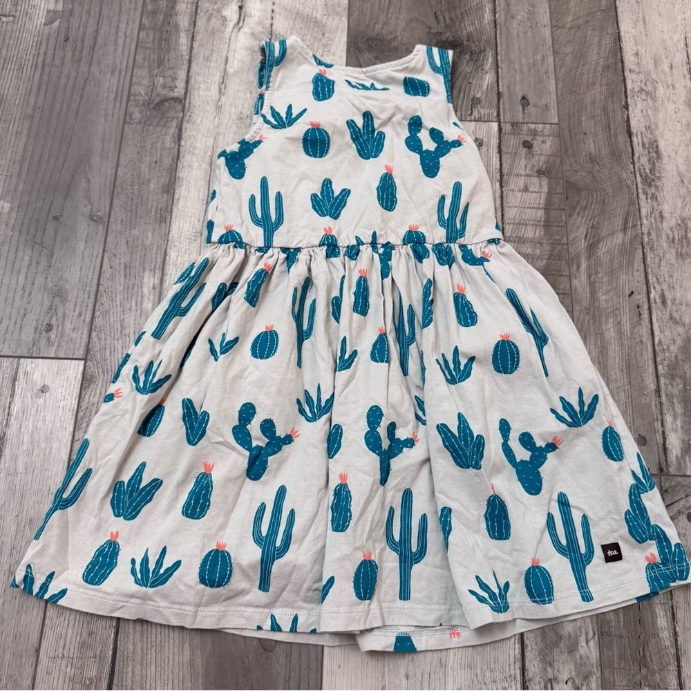 Tea Collection Girls Dress Size 6 Years Cactus Tank Summer Cotton Jersey Button - Picture 5 of 6